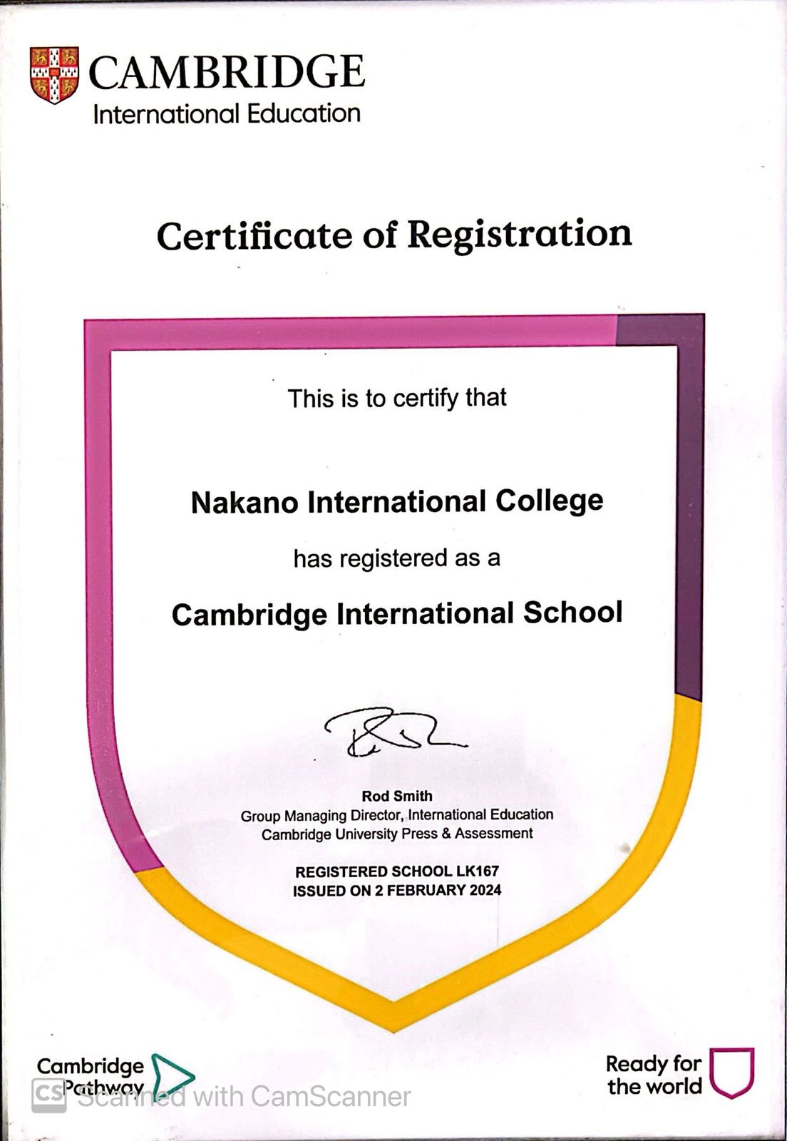 Cambridge International School Certificate - Nakano Bandaragama Achievements